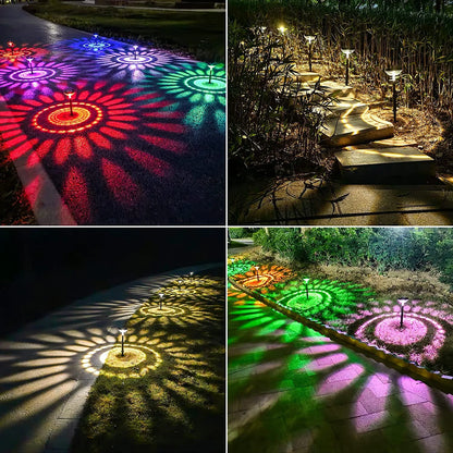 Outdoor Solar Pathway Lights, 6 Pack Dual Mode Waterproof LED Solar Lights for Walkway Yard Garden Lawn Patio - White & Multi-Color